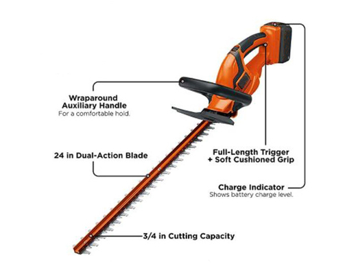 cesoie per tagliare le siepi lunghe di portata di Ion Battery Electric Hedge Cordless del litio dell'acciaio legato 40V
